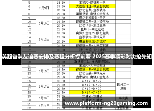 英超各队友谊赛安排及赛程分析提前看 2025赛季精彩对决抢先知